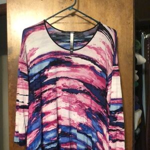 Kensie Pink and Blue Relaxed Graphic Tunic